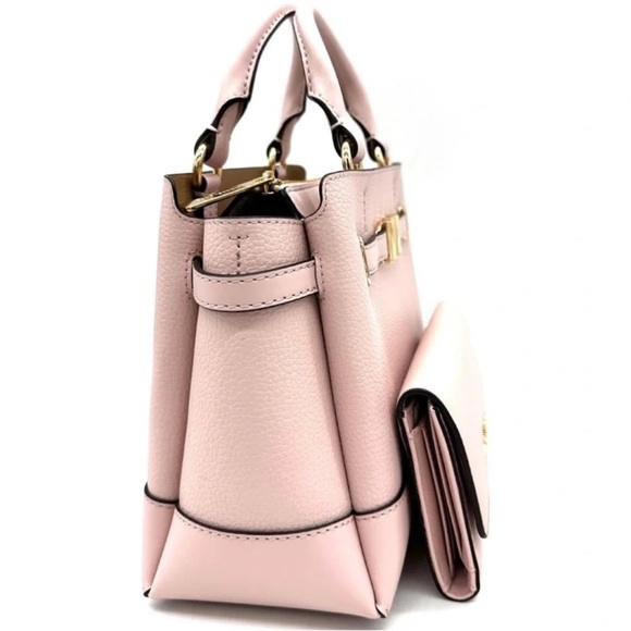 Michael Kors Reed Small Satchel Crossbody Bag & Large Trifold Wallet Light Pink - Picture 4 of 16